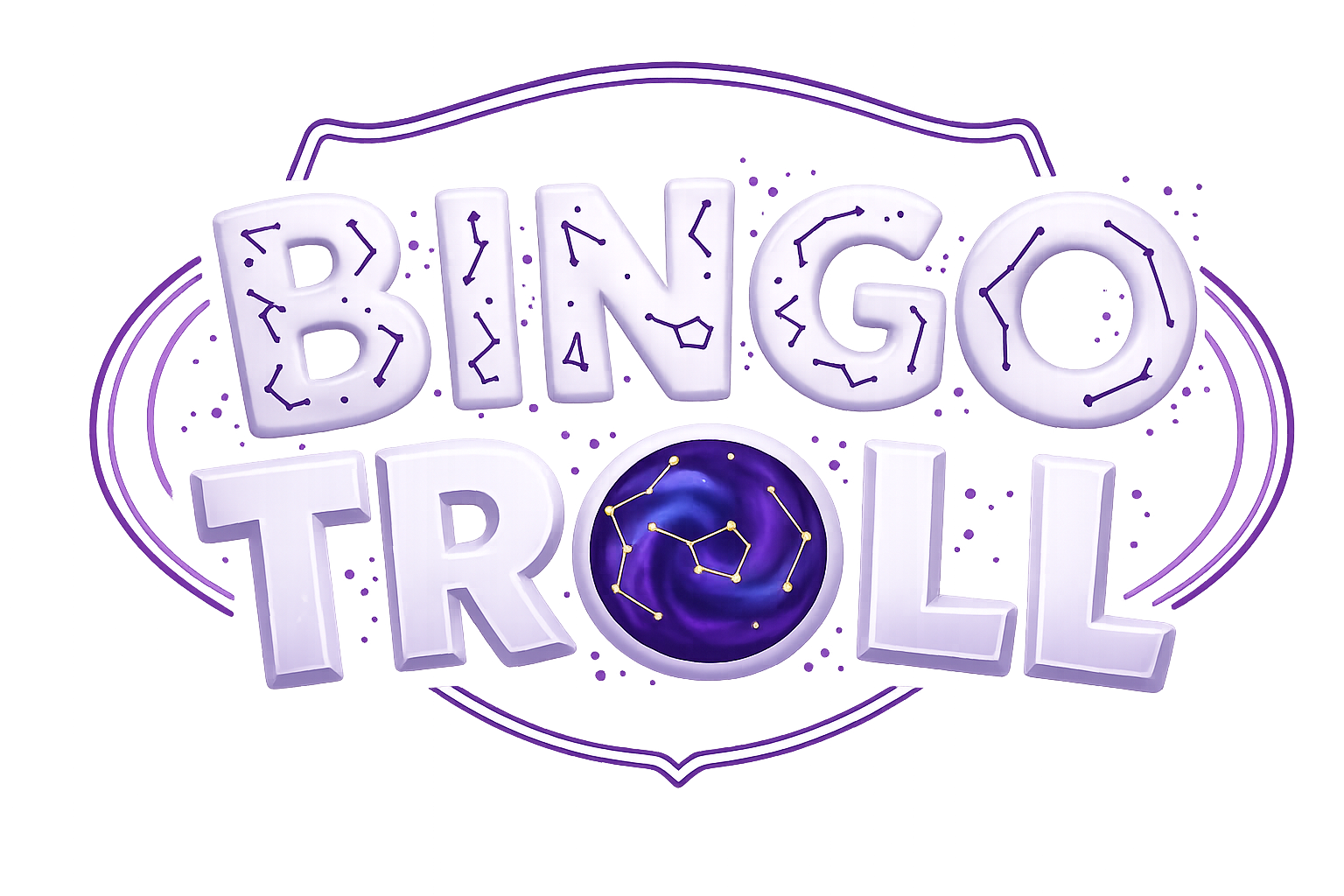 Bingo Troll: identidade visual em branco e violeta